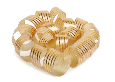 beyaz izole zemin üzerine altın kağıt yatay şerit