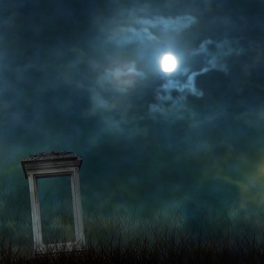 karanlık bulutlar ve uğursuz ay Spooky halloween mezarlığı