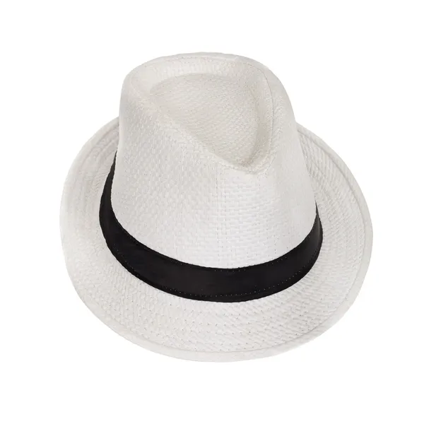 Cappello in vimini bianco per l'estate su sfondo isolato — Foto Stock