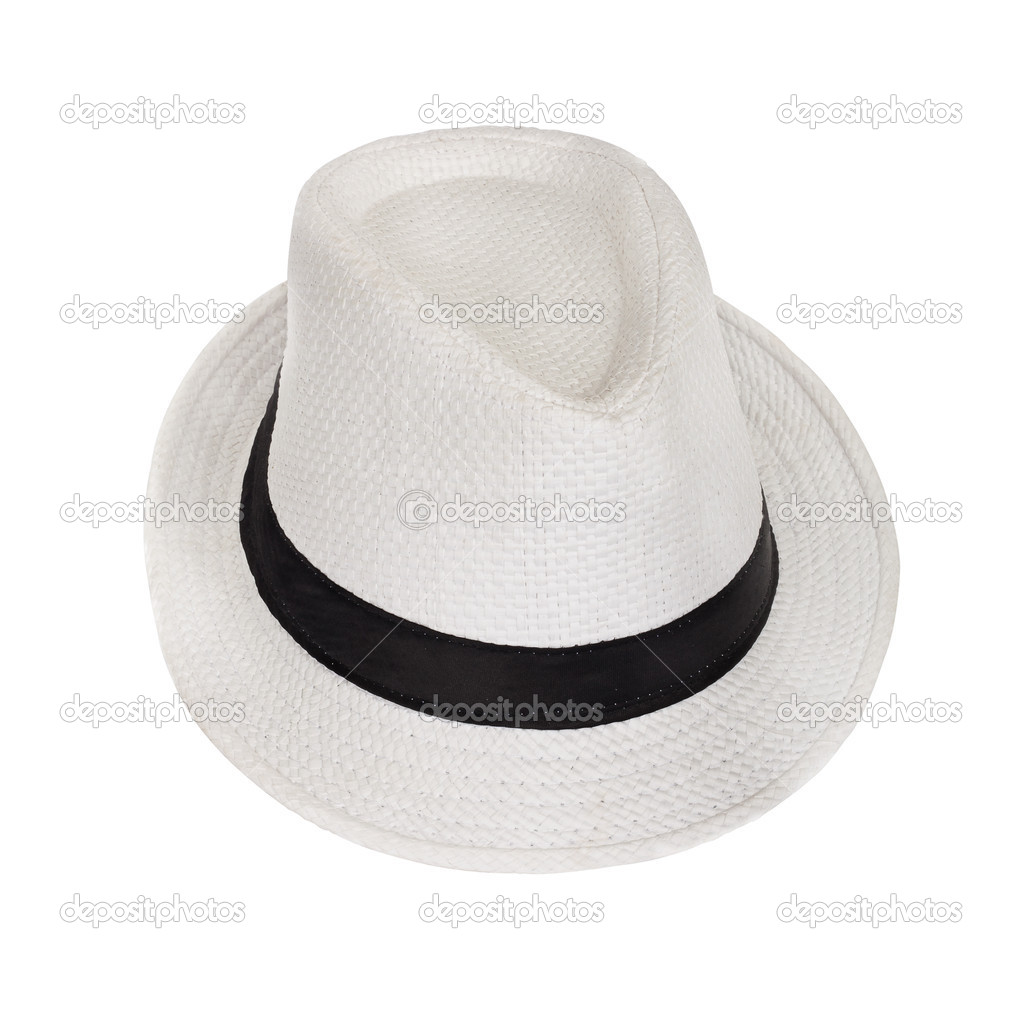 White wicker hat for the summer on an isolated background