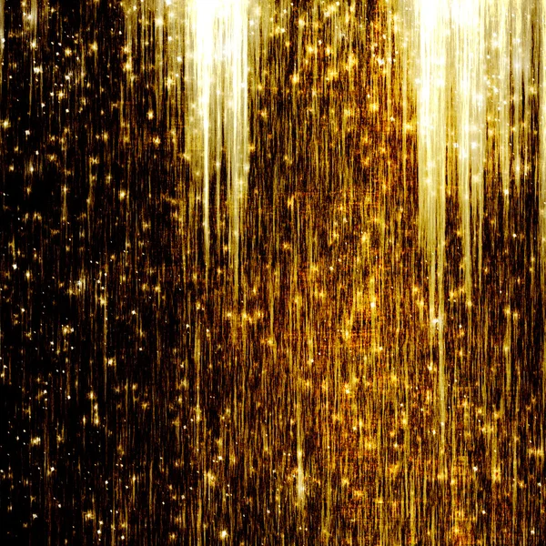 Gold Shooting Stars sur fond sombre abstrait — Photo