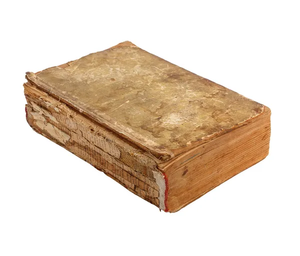 Antigo livro lacerado sobre um fundo branco isolado — Fotografia de Stock