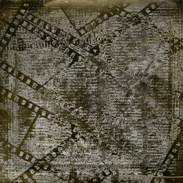 Old papers and grunge filmstrip on the alienated background — Stock Photo, Image