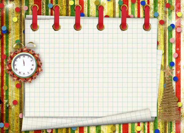 Christmas gifts to the clock on the abstract background — Stock Photo, Image