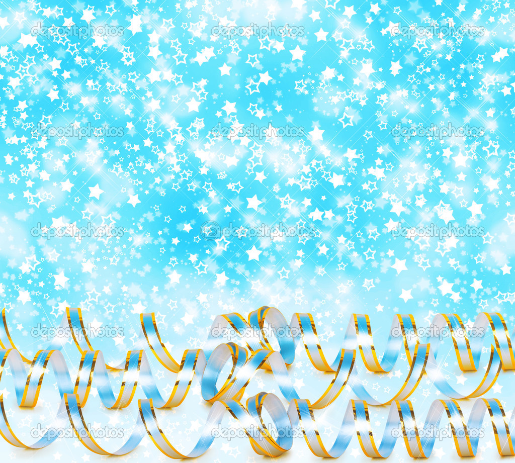Greeting card with ribbons on a beautiful background with bokeh