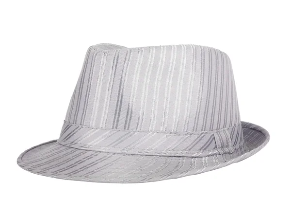 Srebrny jedwab kapelusz lato na białym tle — Zdjęcie stockowe