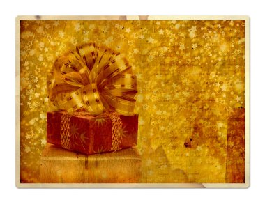 Vintage tebrik kartı hediye kutuları ve güzel altın yay