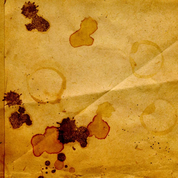 Παλιά τσαλακωμένο χαρτί με λεκέδες από καφέ ή τσάι — Φωτογραφία Αρχείου