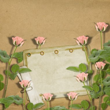 Gül ile kutlama için eski Vintage kartpostal