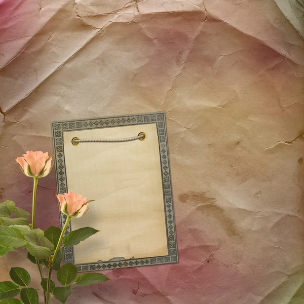 Grunge ancient used paper in scrapbooking style with roses — Stock Photo, Image