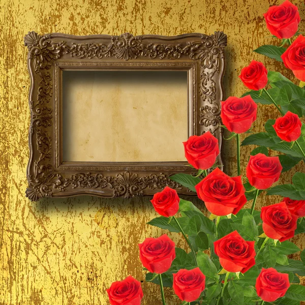 Πλαίσιο με κόκκινα τριαντάφυλλα — Φωτογραφία Αρχείου