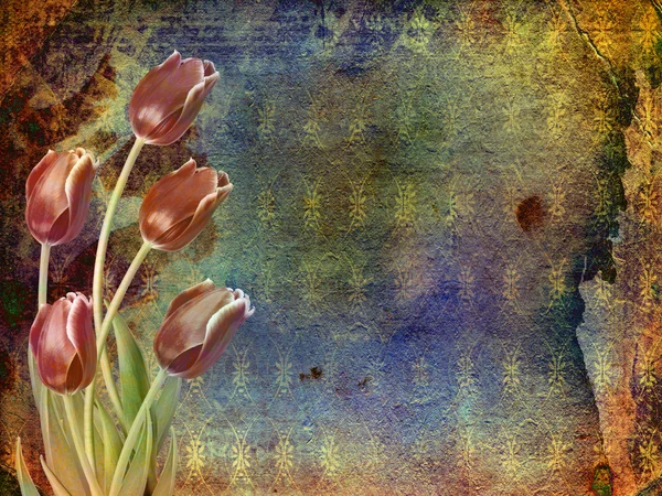 Vintage czerwone tulipany — Zdjęcie stockowe