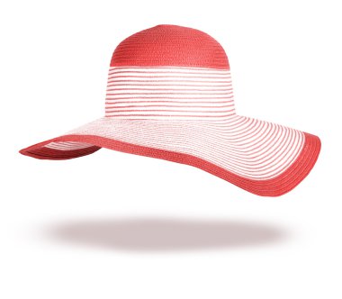 Beyaz arkaplanda izole edilmiş yaz hasır şapkası
