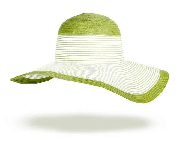 Cappello estivo in paglia isolato su fondo bianco — Foto Stock