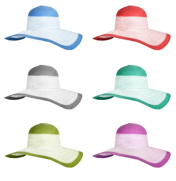 Set summer straw hats — Stock Photo, Image