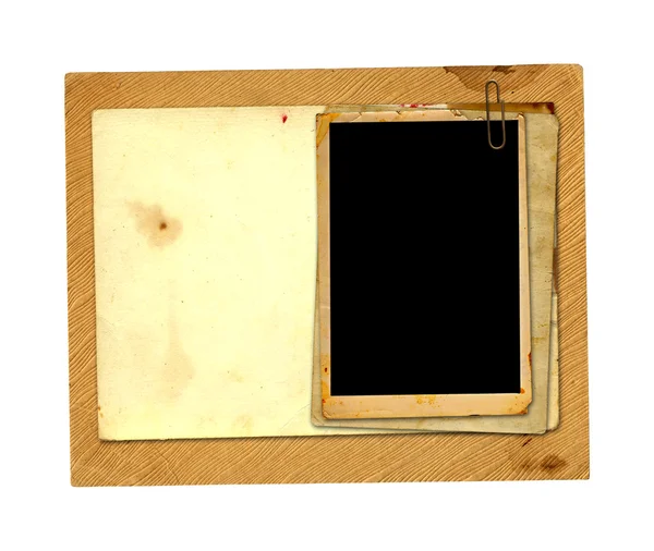 Old vintage paper with grunge frames for photos — Stock Photo, Image