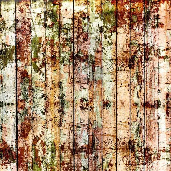 Old painted wooden fence with paint peeling — Stock Photo, Image