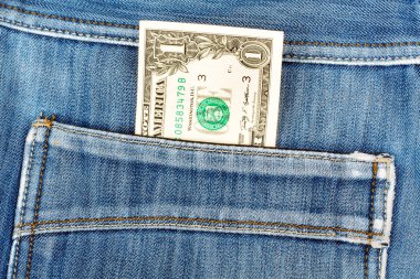 bir dolarlık banknot denim kot arka cebinde yapıştırma