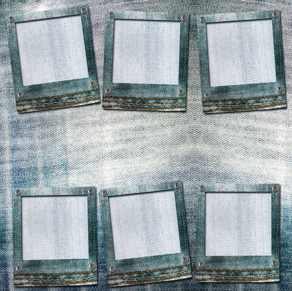 Pocztówka starodawny slajdy na stare dżinsy tło — Zdjęcie stockowe