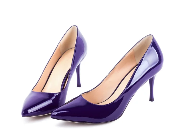 Beautiful violet classic women shoes isolated on white backgroun — Stock Photo, Image