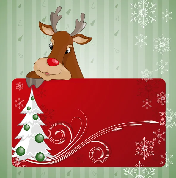 Cartão de Natal com veados. Ilustração vetorial —  Vetores de Stock