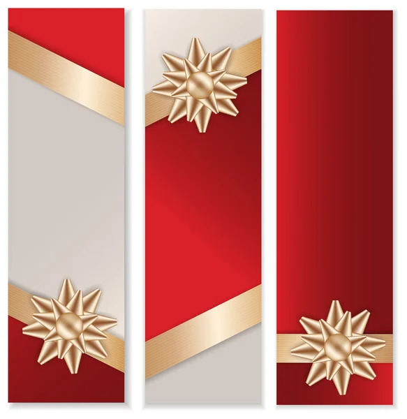 Golden Bow Banner Set — Stock Vector