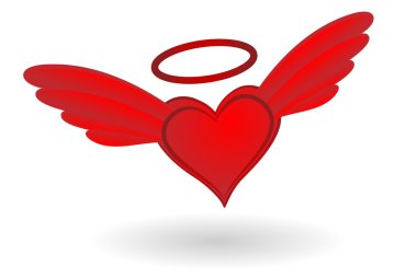 Kanatlı ve haleli kalp