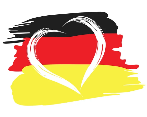 Painted german flag with heart shape symbol — Stock Vector