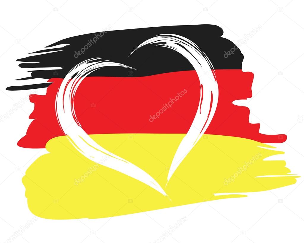painted german flag with heart shape symbol