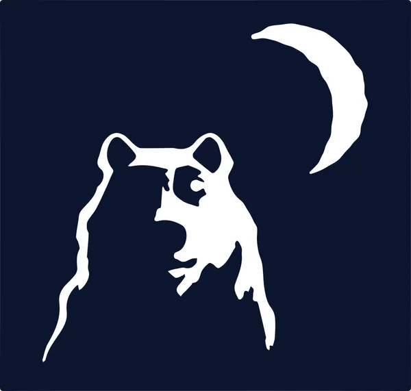 Bear Animal Moon Light Reflection Vector Illustration — Wektor stockowy