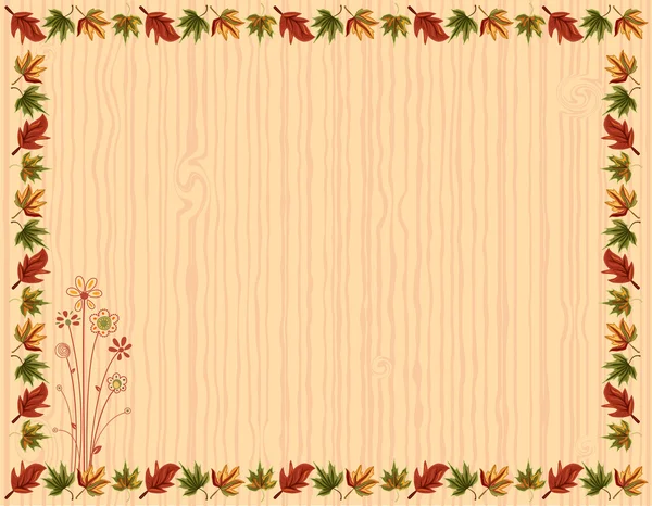 Tarjeta de felicitación de otoño con borde de hojas — Archivo Imágenes Vectoriales