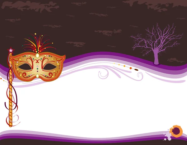 Halloween invitation mascarade avec masque doré — Image vectorielle