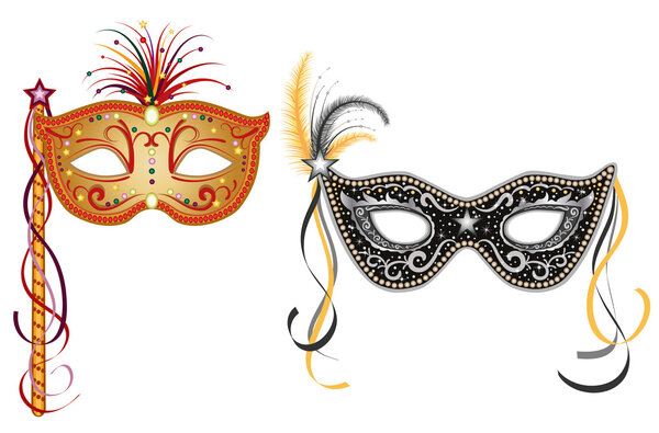 Carnival masks - gold and silver Royalty Free Stock Illustrations