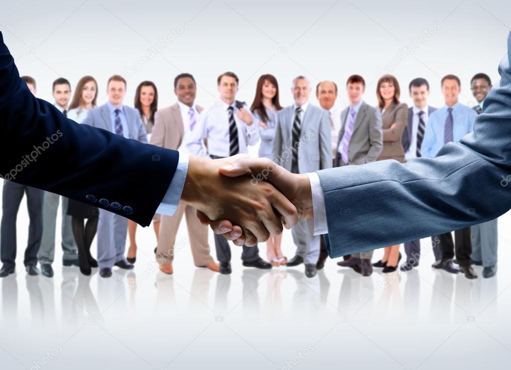 Handshake isolated on business background