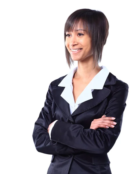 Mujer de negocios sonriente. Aislado sobre fondo blanco — Foto de Stock