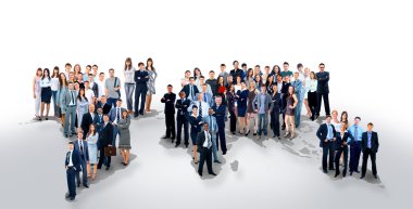 business team with world map