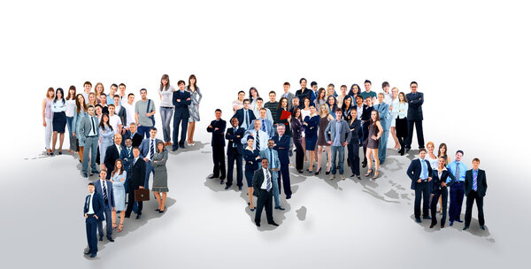 Бизнес-команда с картой мира
