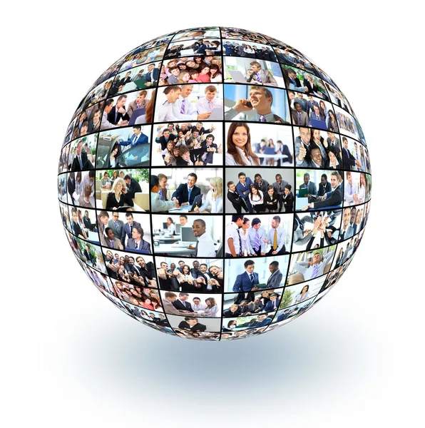 A globe is isolated on a white background with many different business — Stock Photo, Image