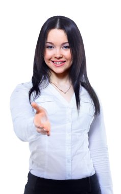 modern, doğal, bir, kişi, portre, güzel, profesyonel, gülümseme, ayakta, studio, başarı, başarılı, takım elbise, beyaz, kadın, kadınlar, işçi, genç