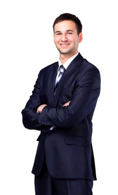 gülümseyen iş adamı. Beyaz arka plan üzerinde izole