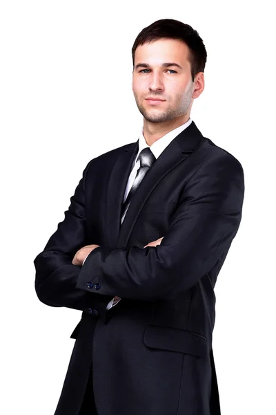 Un hombre de negocios sonriente. Aislado sobre fondo blanco — Foto de Stock