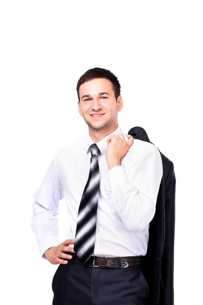 Um homem de negócios sorridente. Isolado sobre fundo branco — Fotografia de Stock