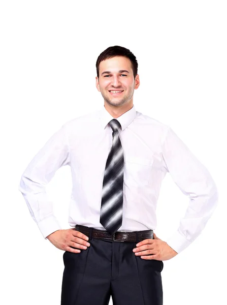 Retrato de feliz sorridente empresário, isolado no fundo branco — Fotografia de Stock