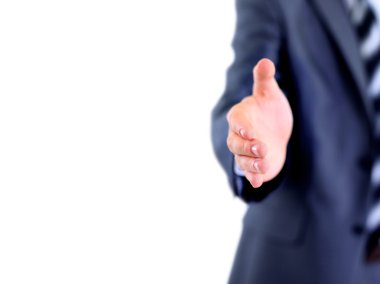 Açık elli bir iş adamı anlaşmayı imzalamaya hazır.