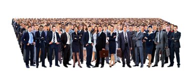 büyük bir grup üzerinde beyaz izole kişi tam uzunlukta