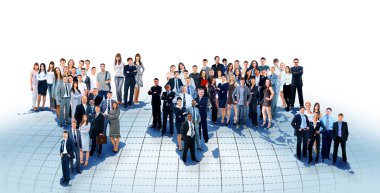 Business people team with world map clipart