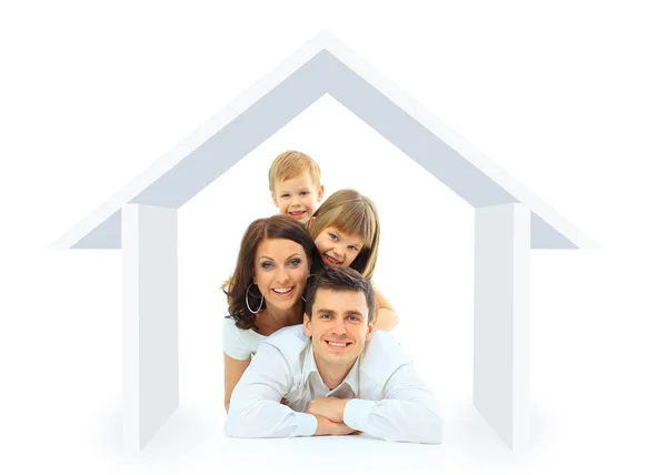 Família feliz em seu próprio conceito de casa — Fotografia de Stock