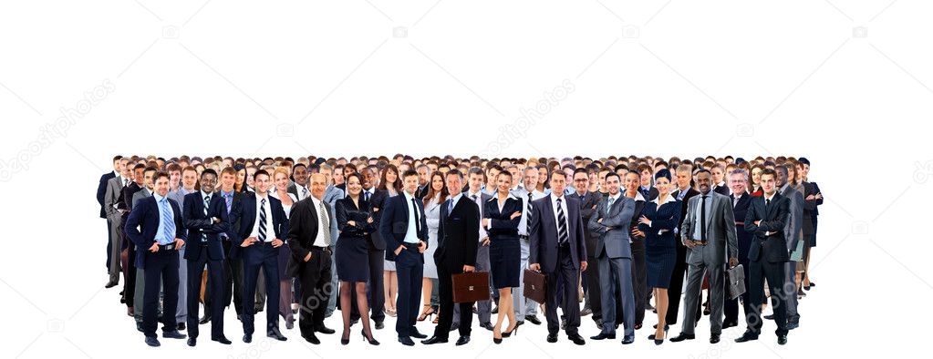 Large group of people full length isolated on white