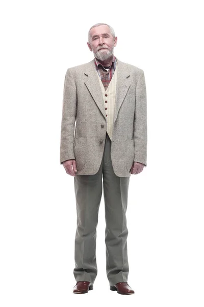 Comprimento total. homem idoso casual em roupas de negócios . — Fotografia de Stock