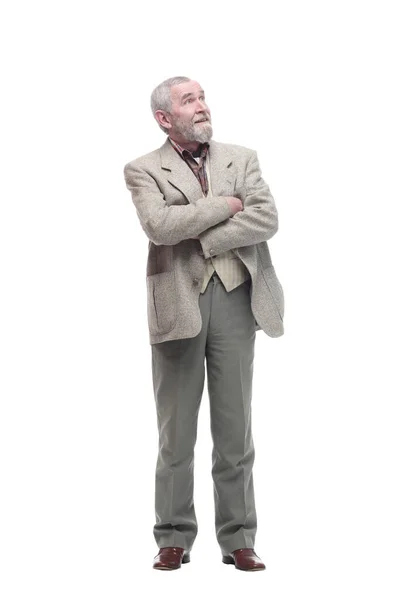 全長。ビジネス服を着たカジュアルな老人 . — ストック写真
